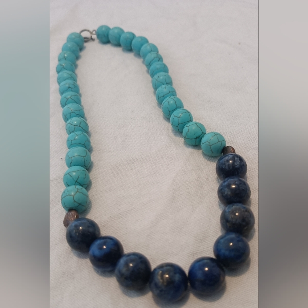 Turquoise and Navy Beaded Necklace – Women Jewelry